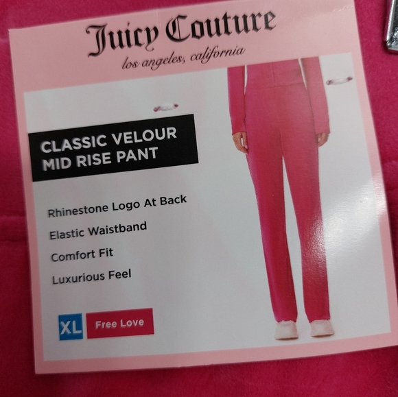 Juicy Couture Hot Pink Velour OG Big Bling Sweatpants NWT - Picture 2 of 2